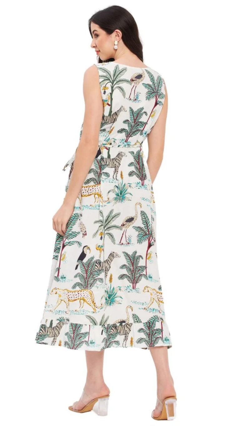 White Tropical Cotton Maxi Dress for Women S-XL | GypsieBlu