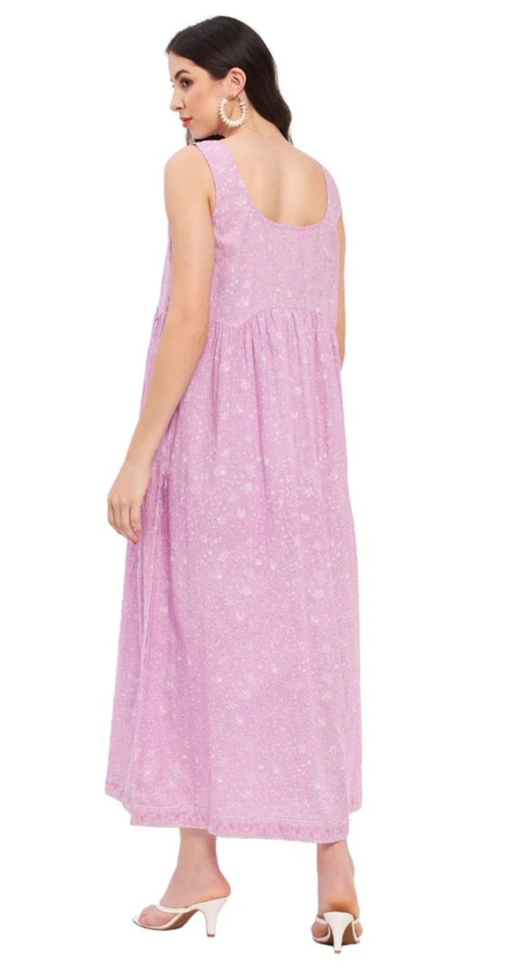 Lavender Pink Floral Cotton Dress for Women S-XL | GypsieBlu