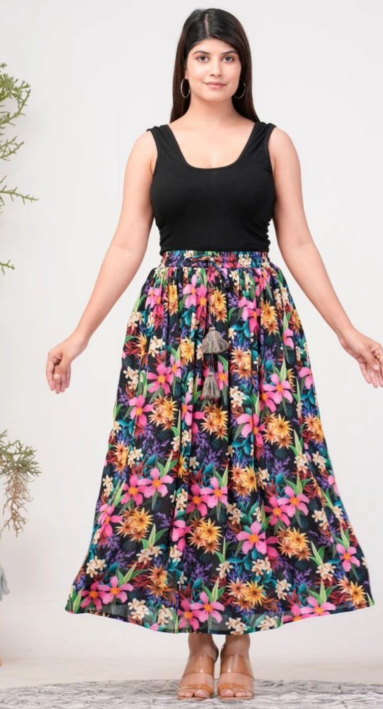 Multicolor Floral Rayon Skirt for Women S-XL | GypsieBlu