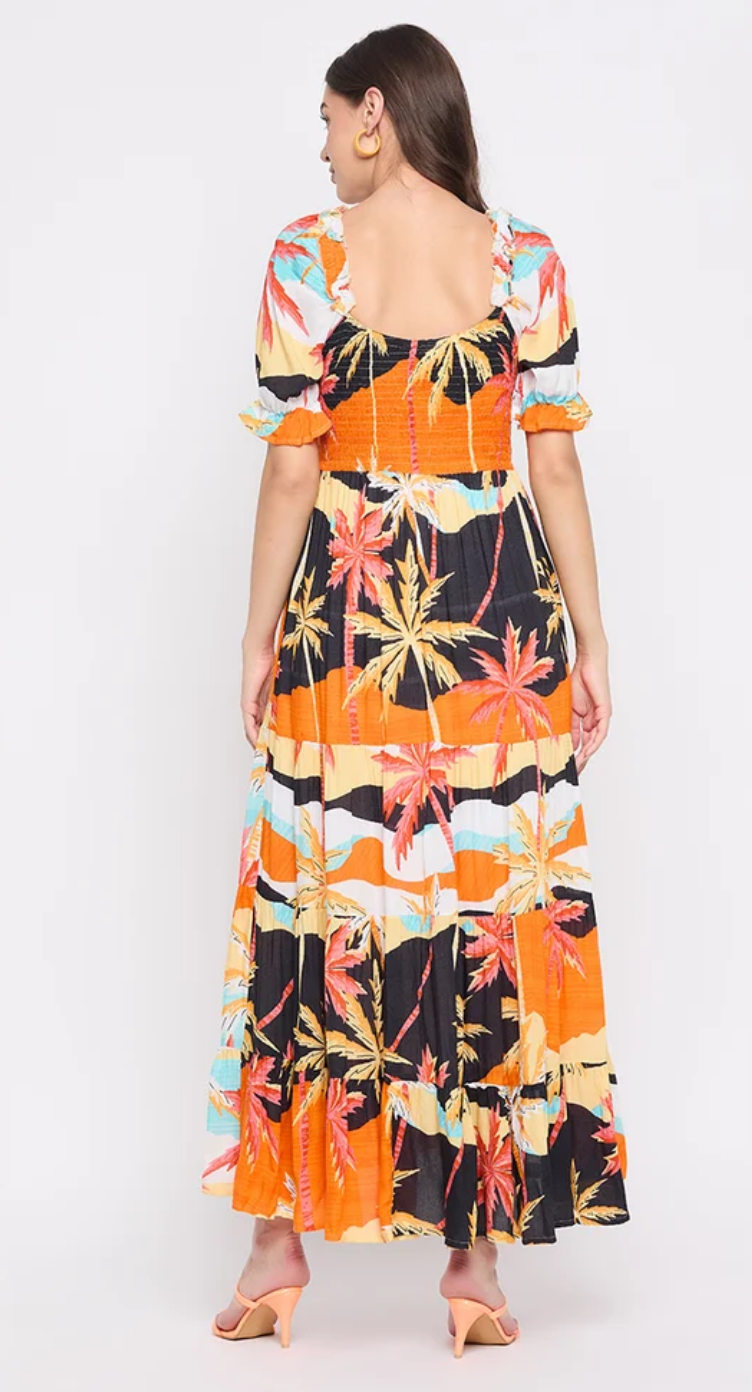 Multicolor Beach Rayon Maxi Dress for Women S-XL Short Sleeve | GypsieBlu