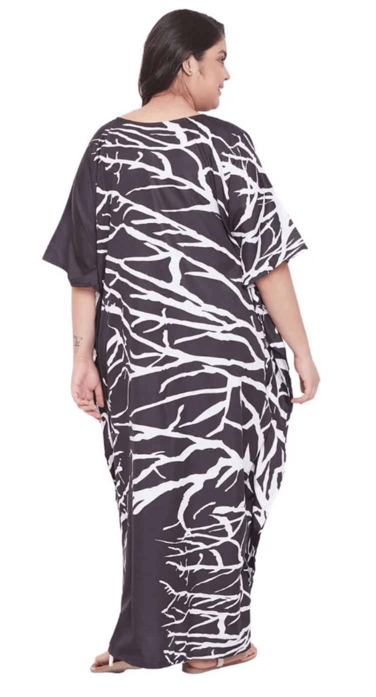 Black Tree Branch Polyester Plus Size Kaftan for Women 1X-3X | GypsieBlu
