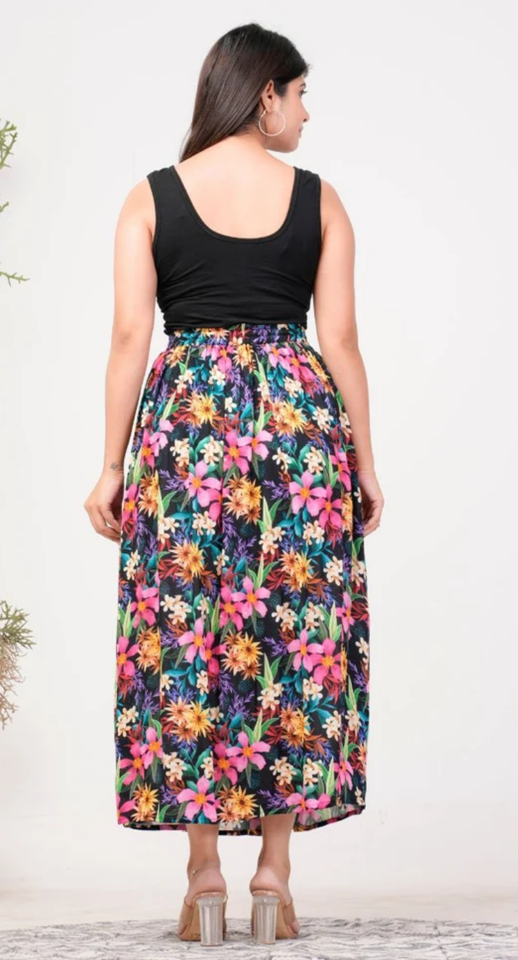 Multicolor Floral Rayon Skirt for Women S-XL | GypsieBlu