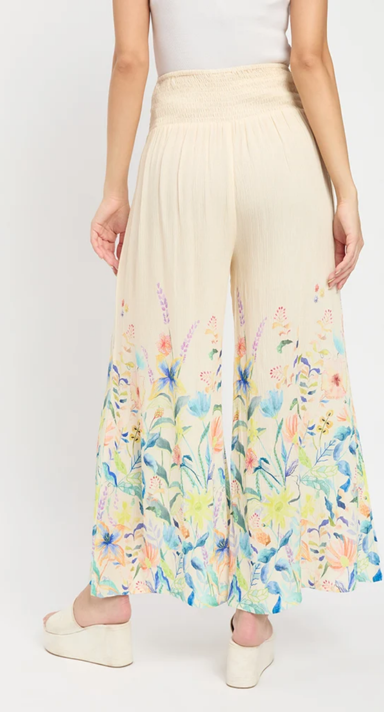 Beige Floral Rayon Bottom Pants for Women S-XL | GypsieBlu
