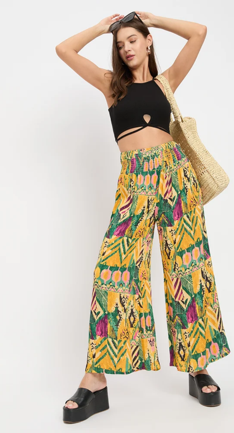 Multicolor Abstract Rayon Bottom Pants for Women S | GypsieBlu