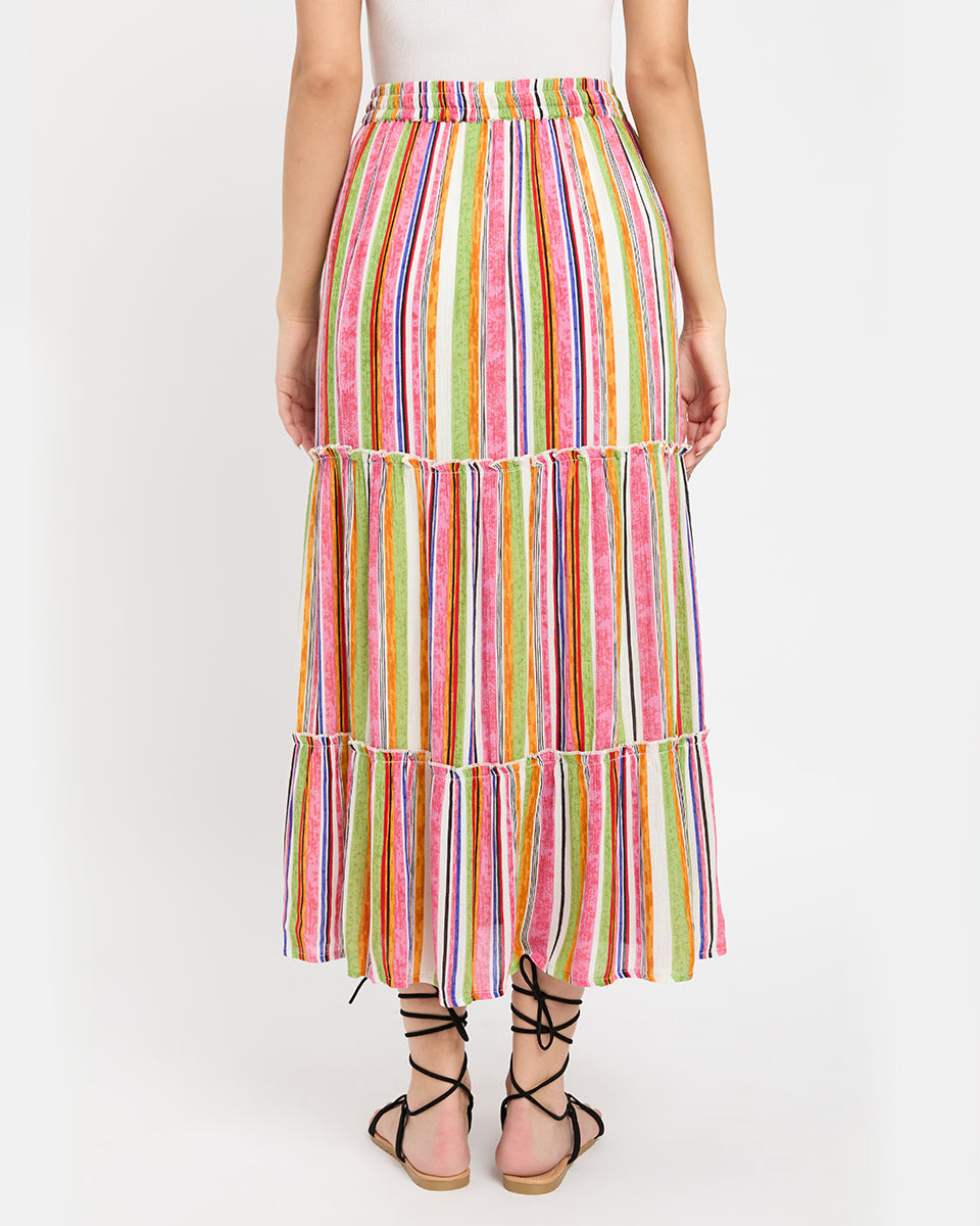Rayon Multicolor Long Beach Skirt For Women