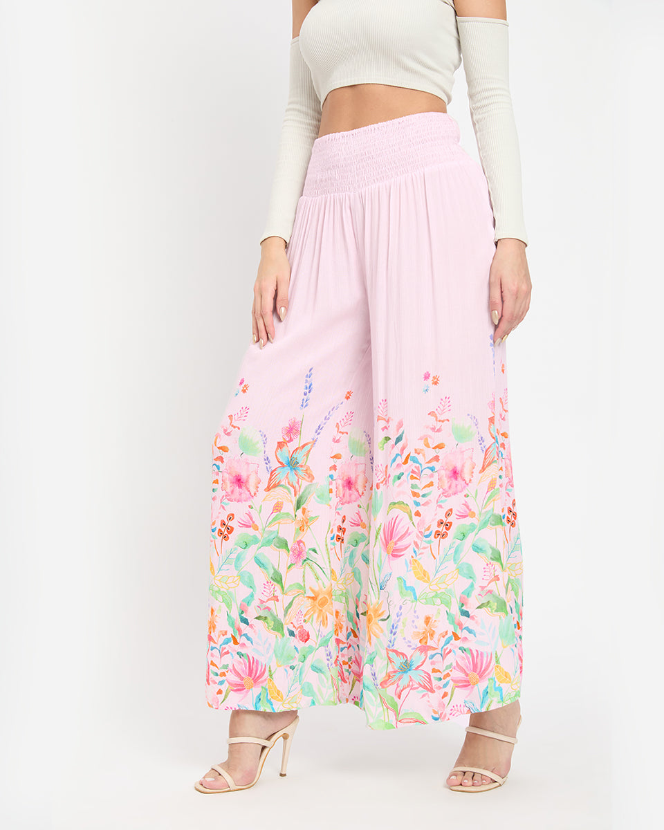Pink Floral Women Soft Loose Fit Lounge Pants