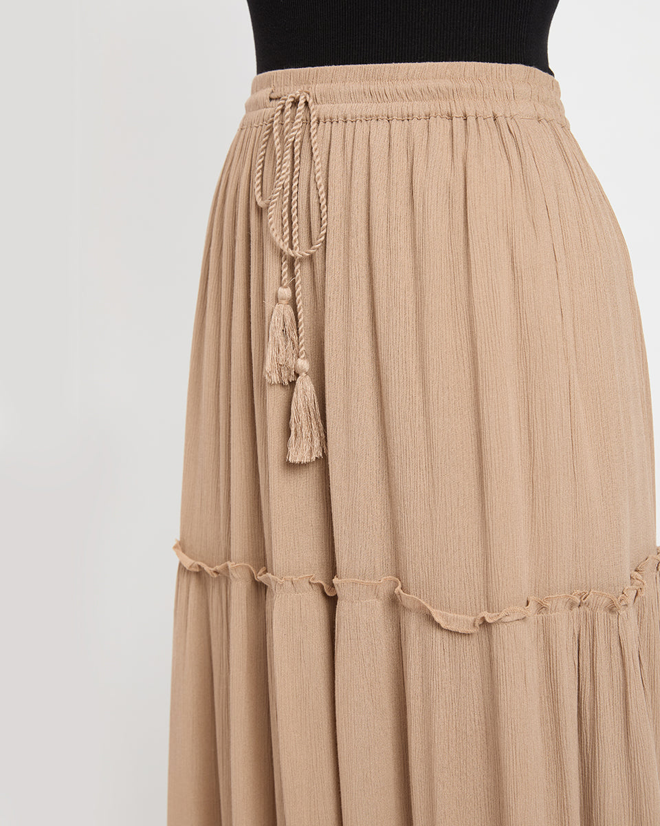 Rayon Brown Maxi Skirt For Women