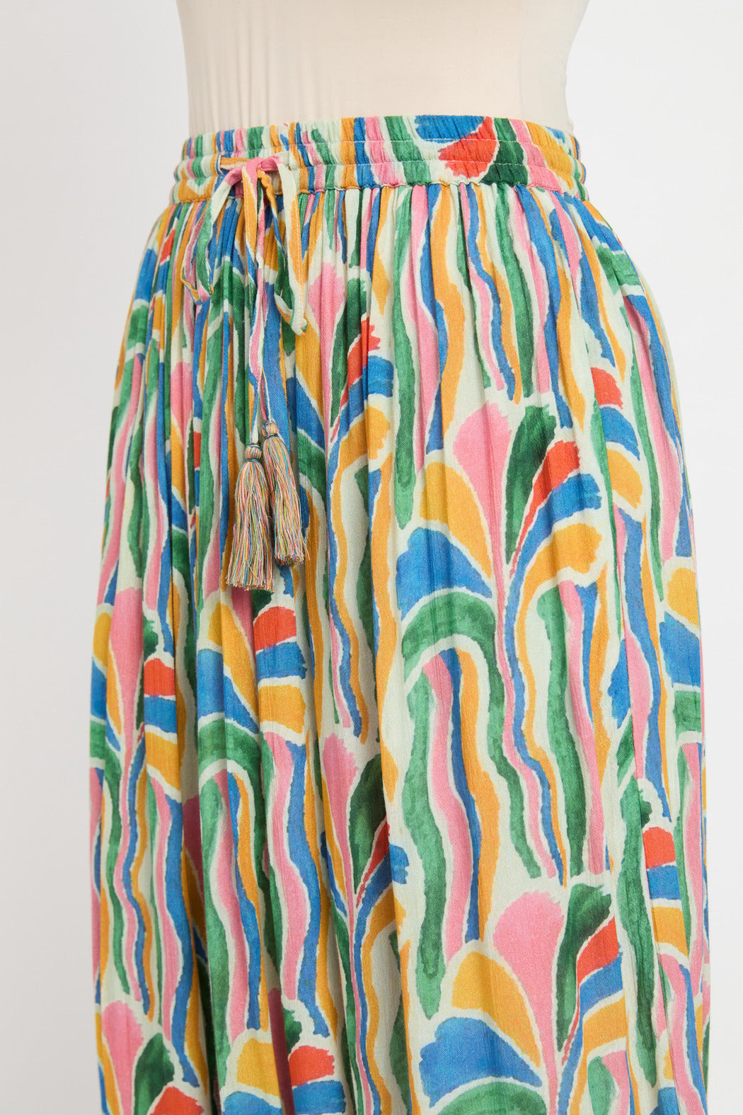 Stunning Multi Color Rayon Crepe Pleated Casual Skirt For Women