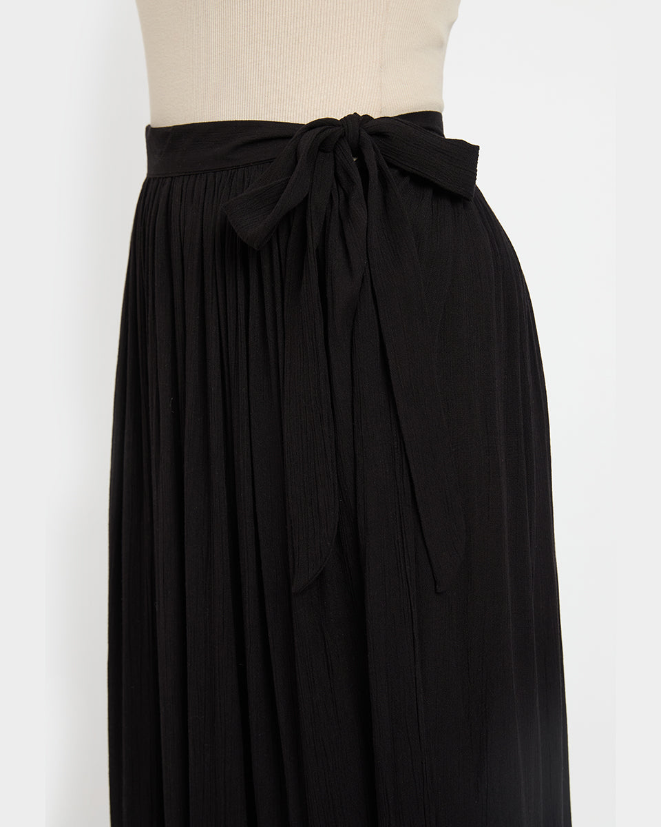 Black Side Slip Rayon Beach Sarong Skirt For Women