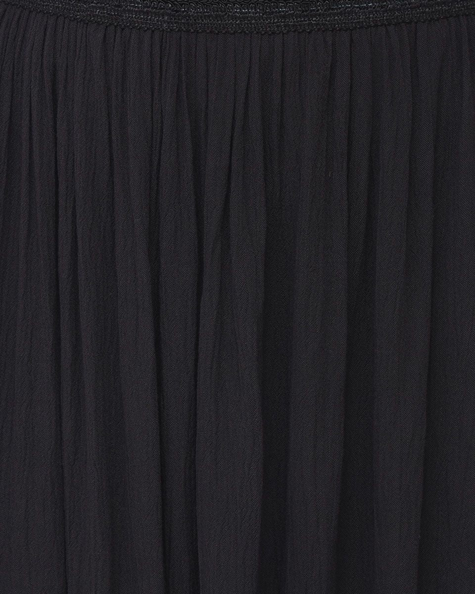 Pleated Black Rayon Skirt For Women