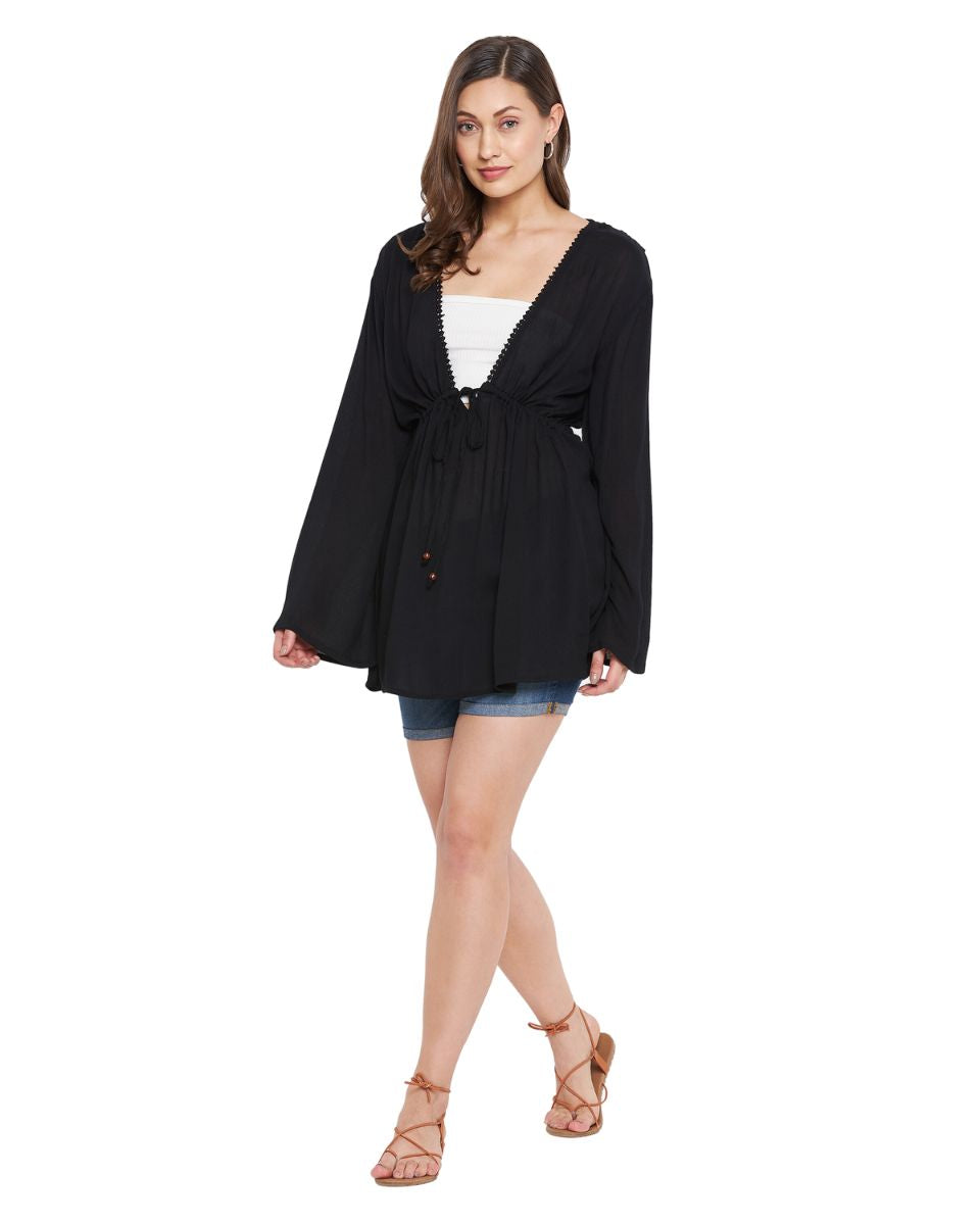 Women's Rayon Crepe Drawstring Tie-up Beach Cover-ups | Gypsieblu L Women's Rayon Crepe Drawstring Tie-up Beach Cover-ups | Gypsieblu L