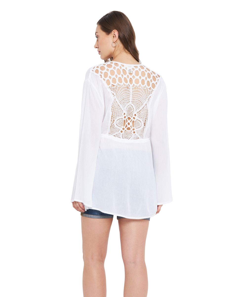 White Rayon Crepe Cover Ups Dress For Women
