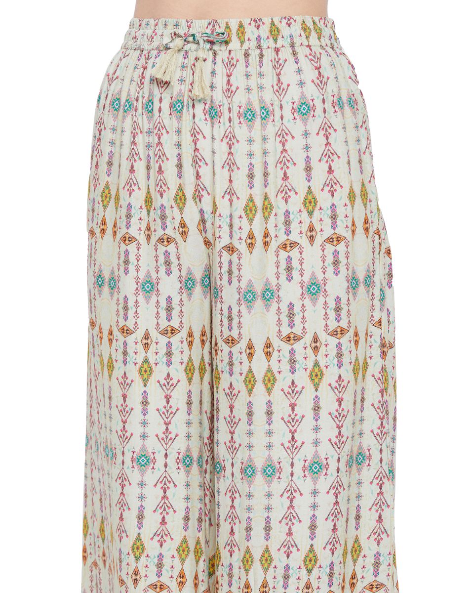 Cord Set For Women Tribal Printed Green Rayon