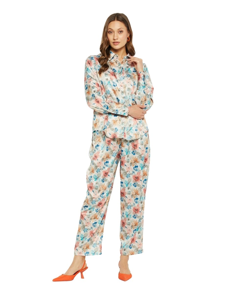 Floral Satin Cord Set