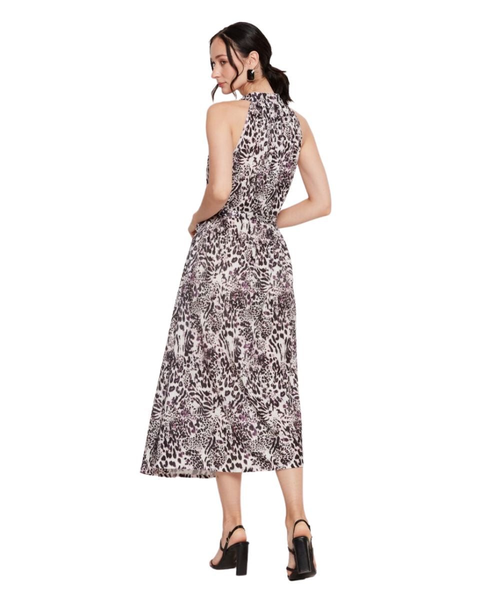 Animal Printed Wine Casual Midi Dress For Women