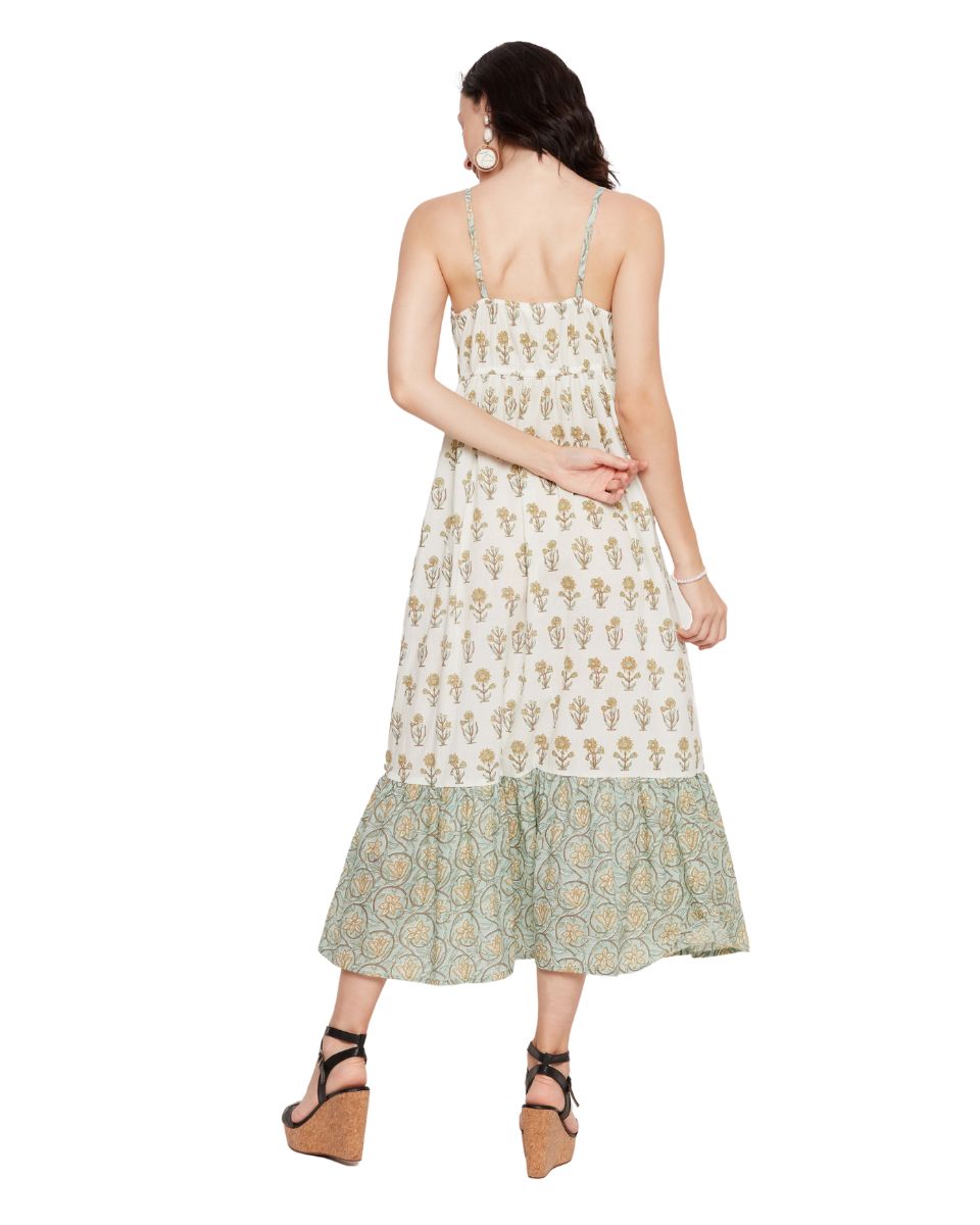 Floral Printed Off-White Cami Dress for Women