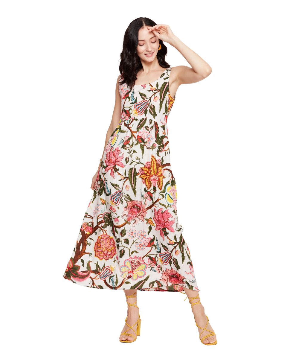 Floral Print Multicolor Elegant Maxi Dress For Women