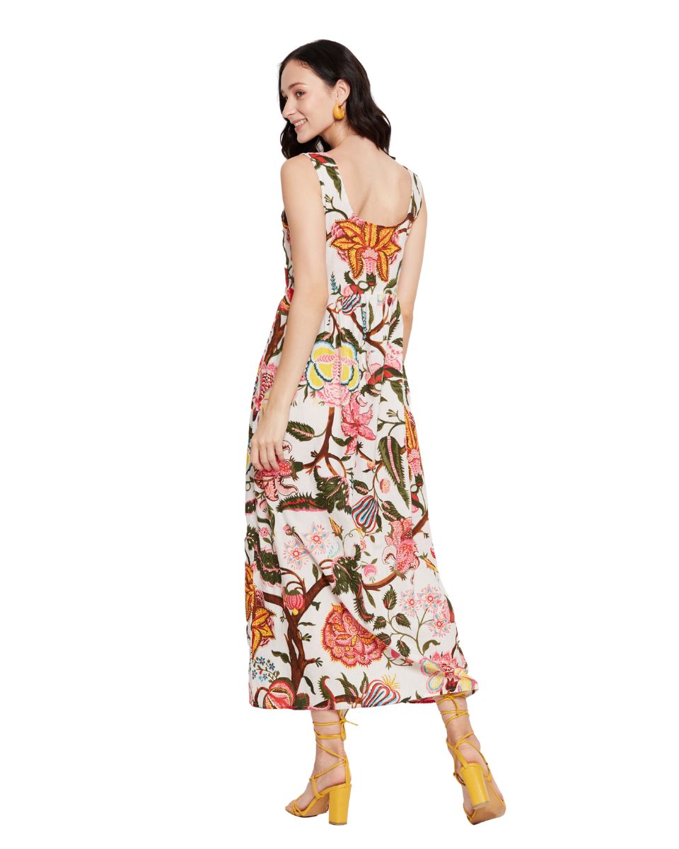 Floral Print Multicolor Elegant Maxi Dress For Women