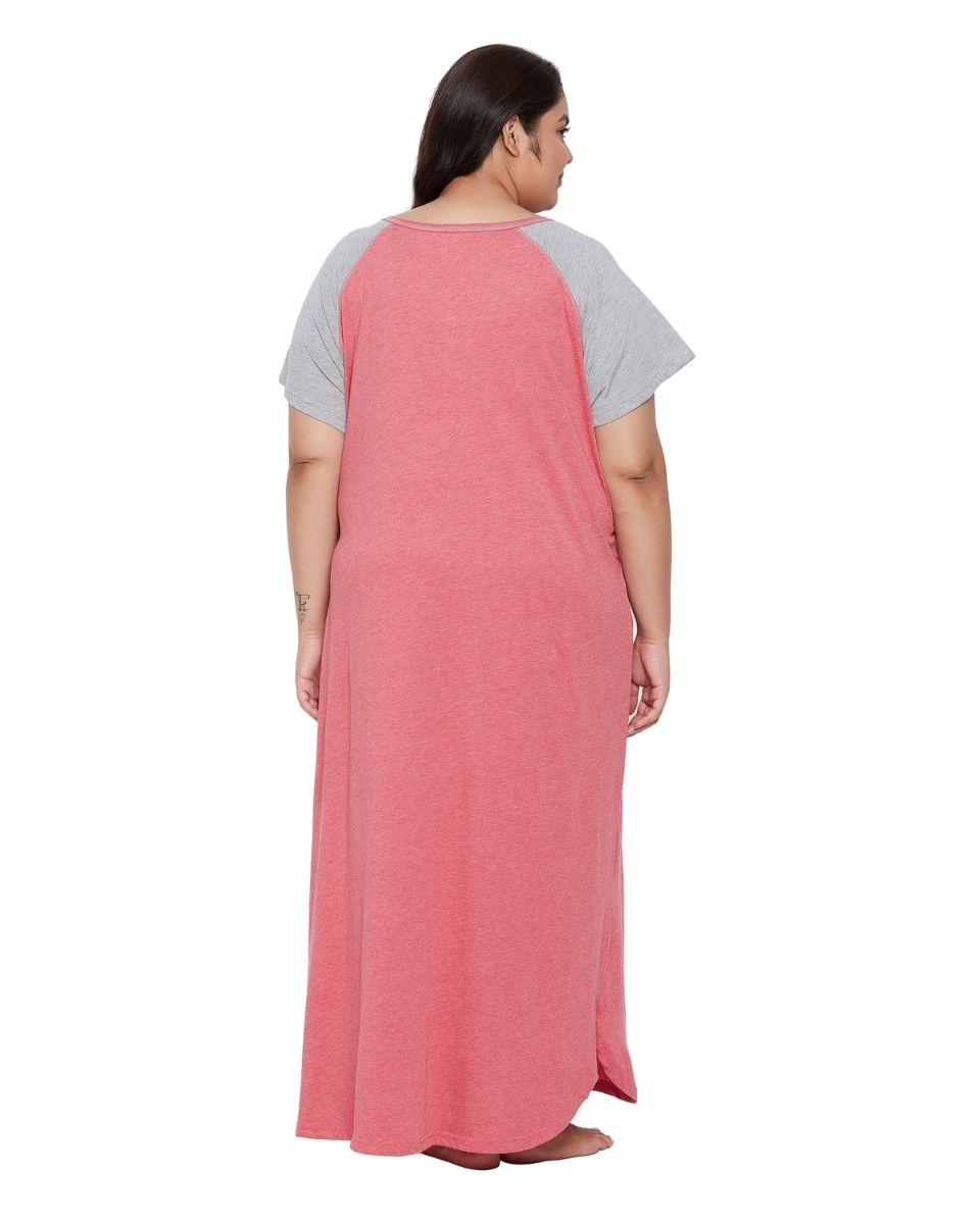 Red Solid Poly Cotton Melange Dress For Women