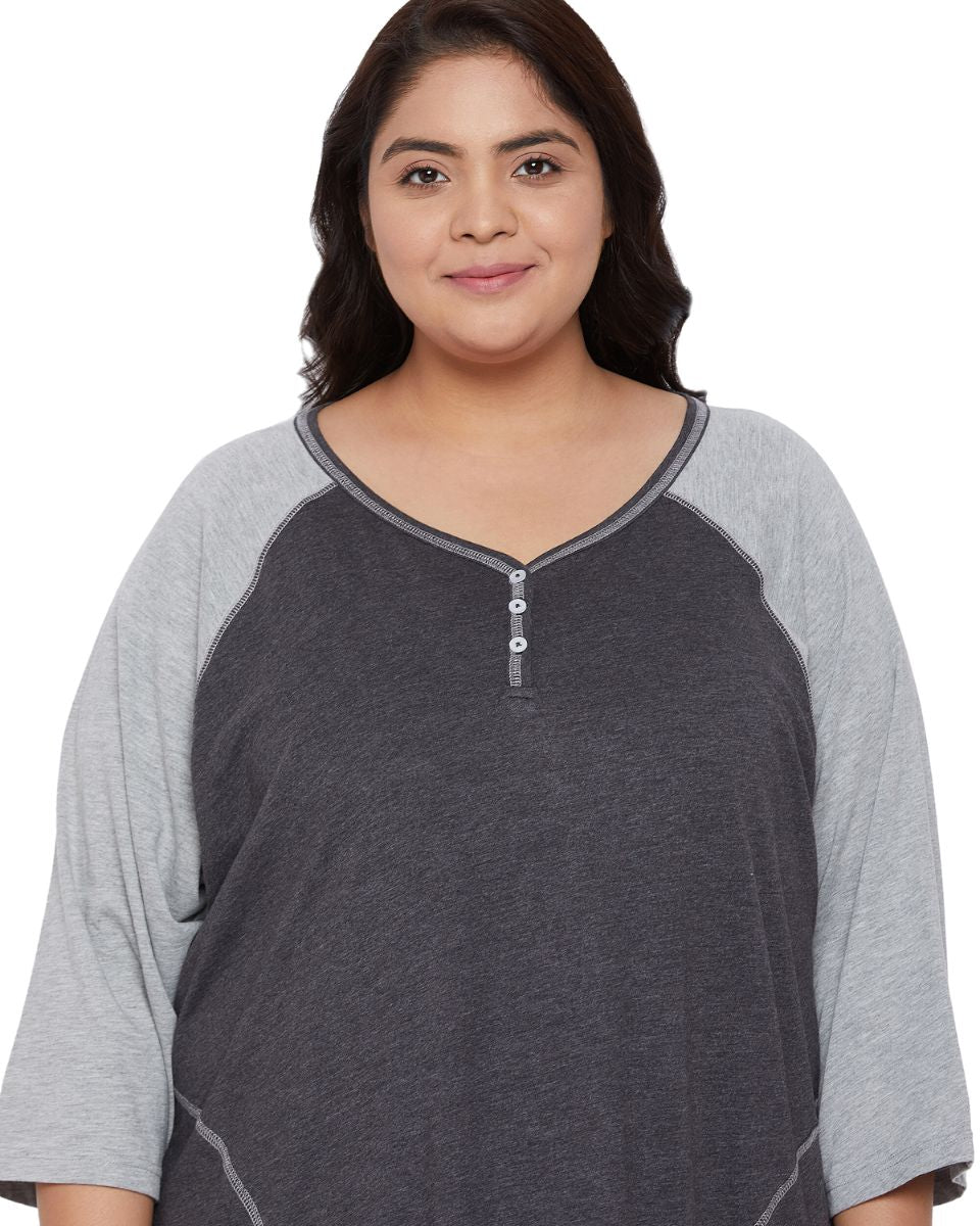 Solid Black Poly Cotton Melange Dress for Women