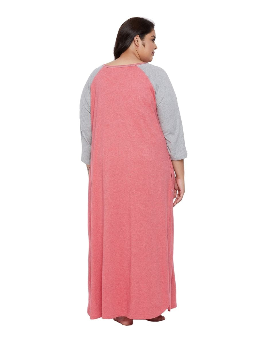 Red Solid Poly Cotton Melange Dress For Women