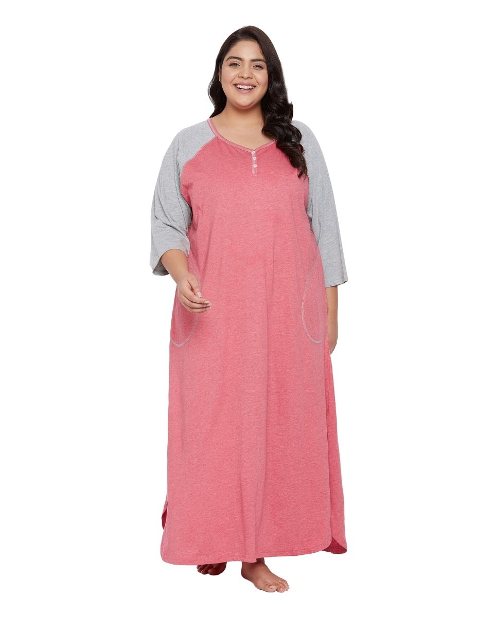 Red Solid Poly Cotton Melange Dress For Women