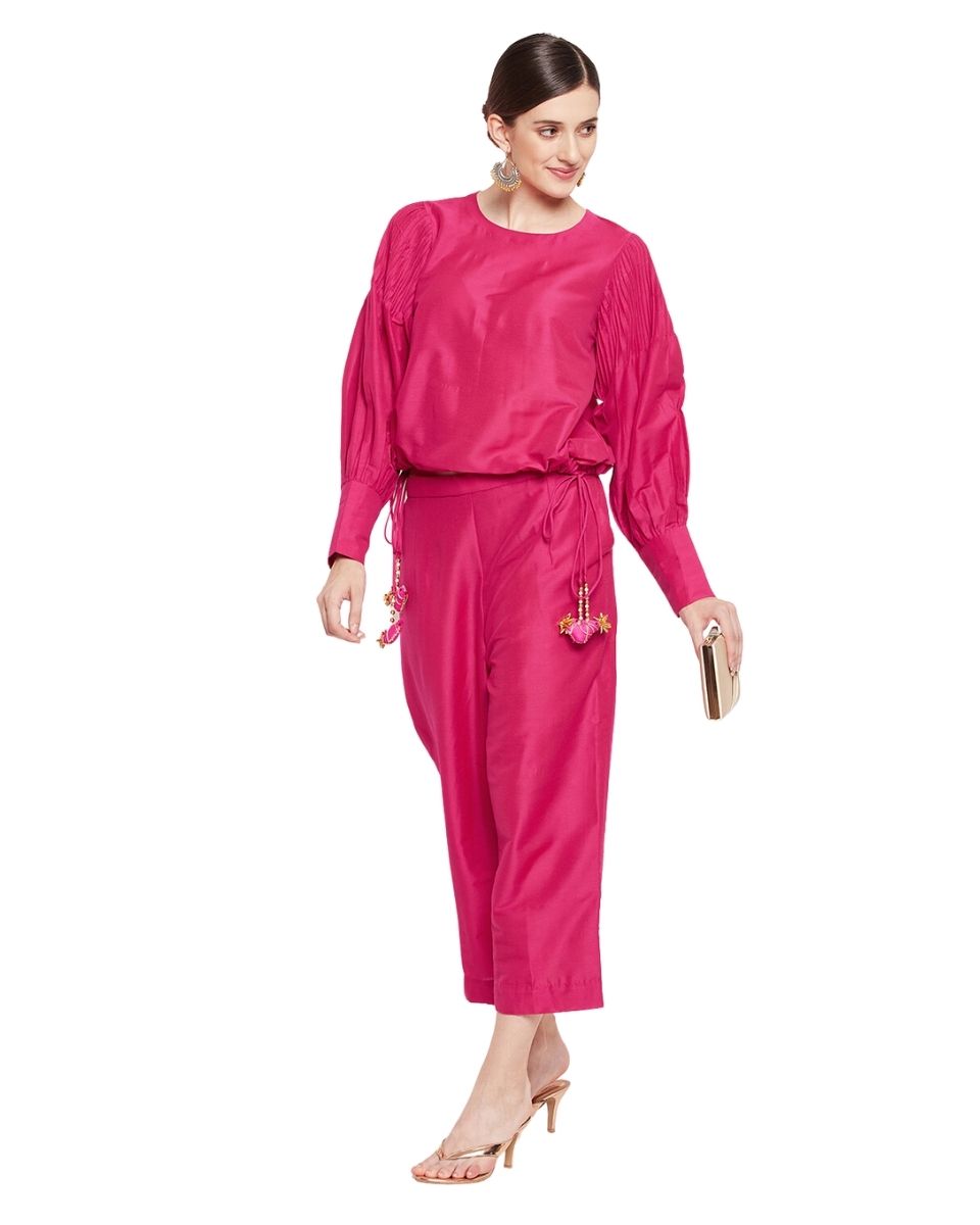Solid Camellia Rose Cotton Silk Dress For Women