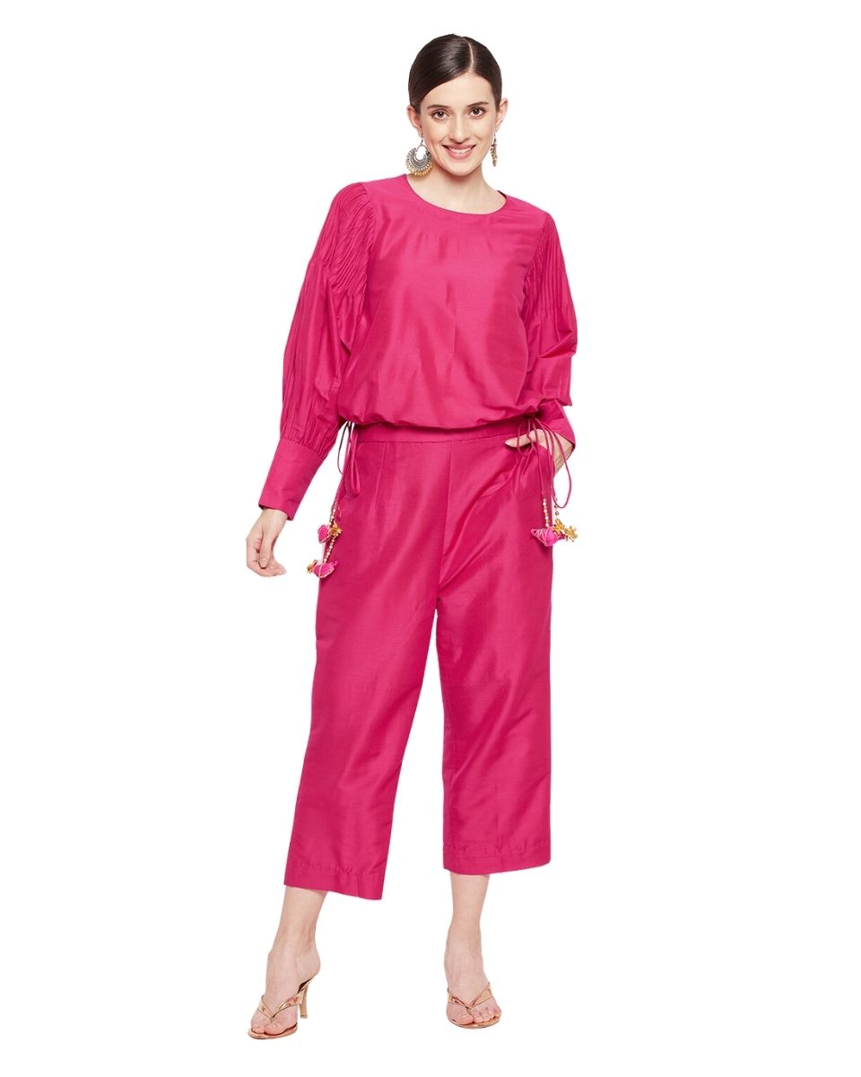 Solid Camellia Rose Cotton Silk Dress For Women