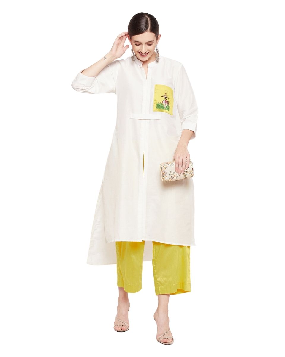 Solid White Cotton Silk Dress For Women