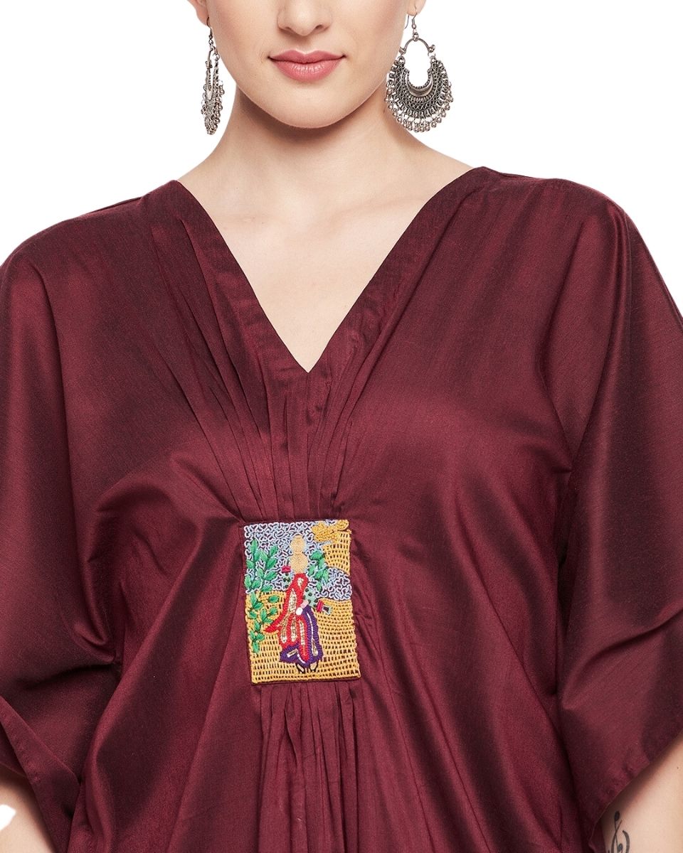 Jester Red Cotton Silk Dress For Women