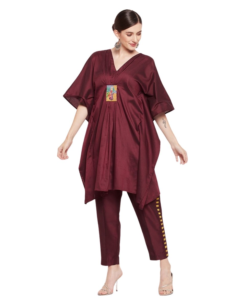 Jester Red Cotton Silk Dress For Women