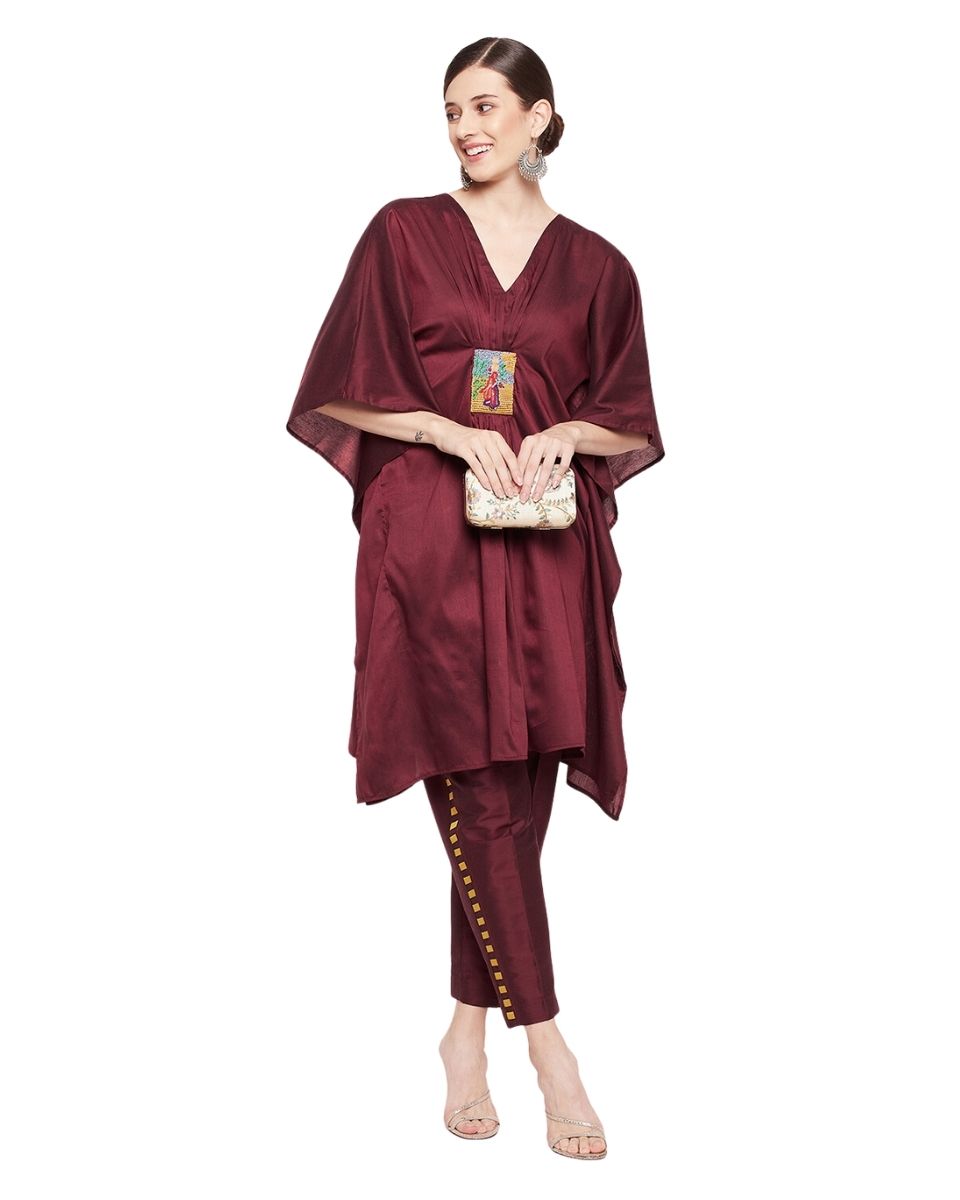 Jester Red Cotton Silk Dress For Women