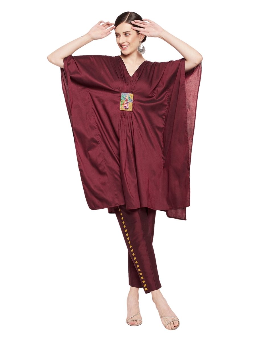 Jester Red Cotton Silk Dress For Women