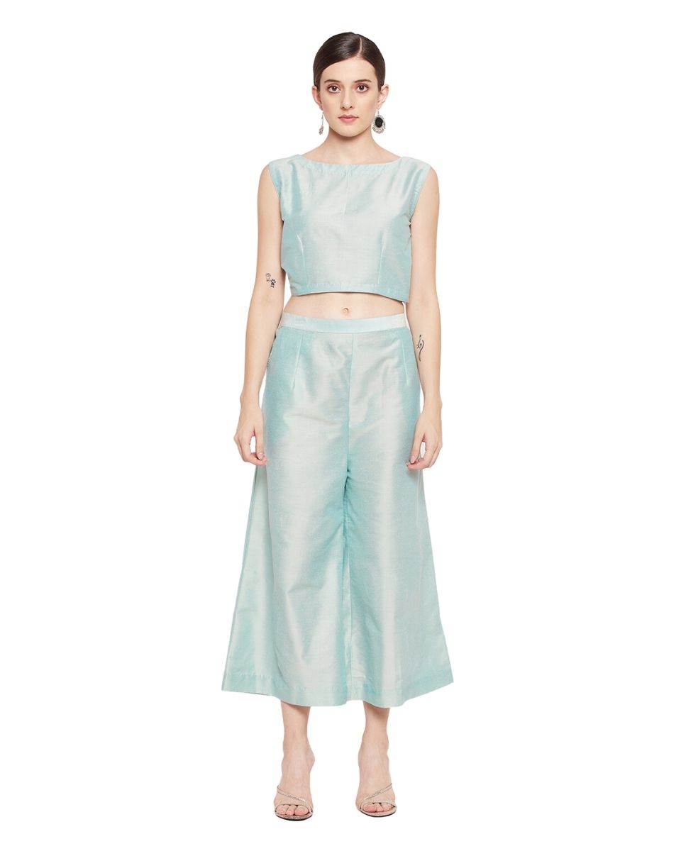 Stripe Printed Green Chinon Dress for Women