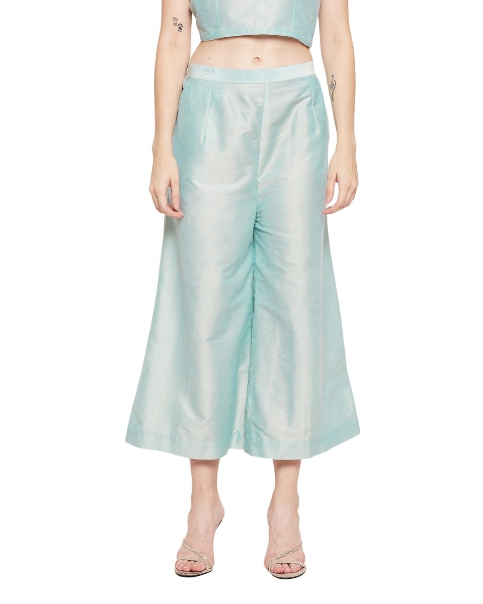 Stripe Printed Green Chinon Dress for Women