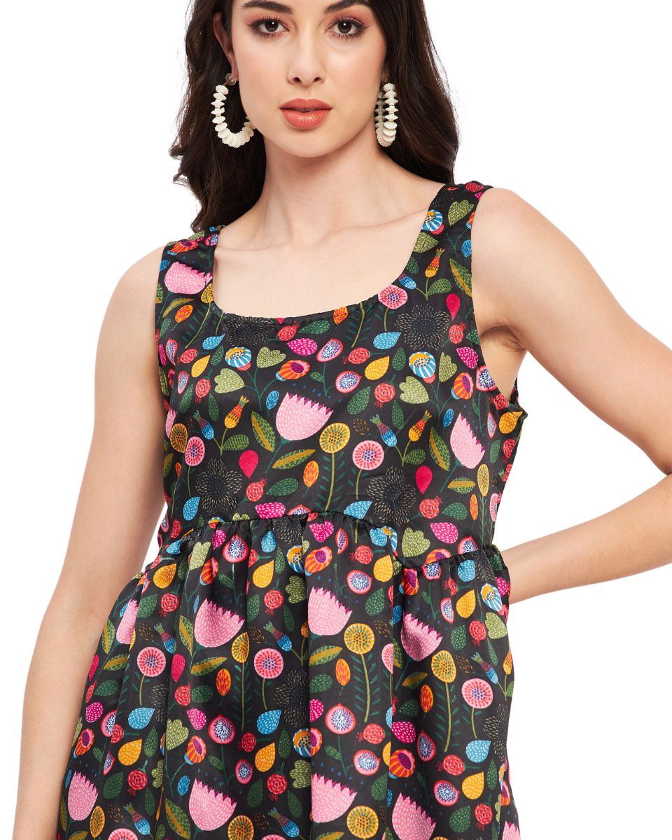 Floral Print Multicolor Polyester Women Maxi Dress For Holiday Party