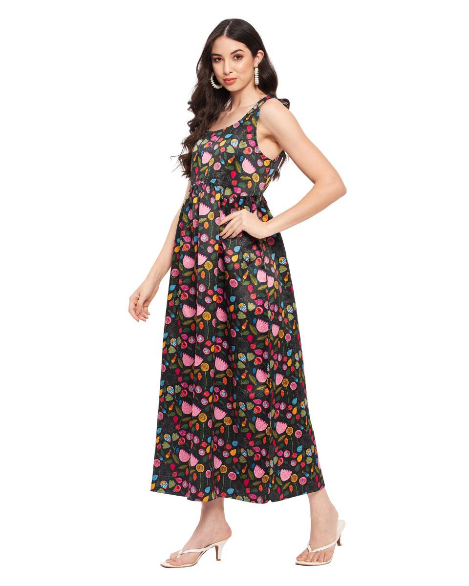 Floral Print Multicolor Polyester Women Maxi Dress For Holiday Party