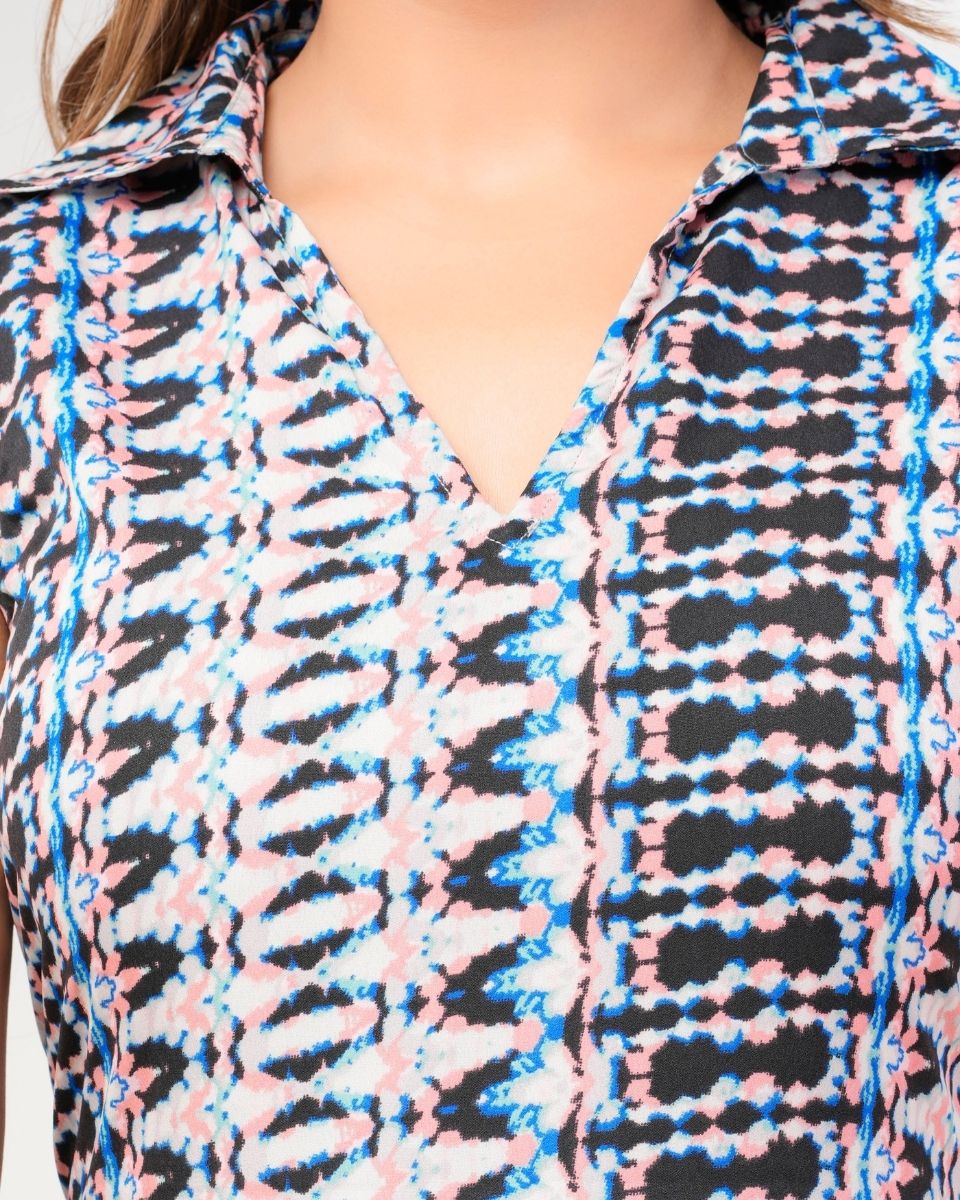 Ikat Printed Gray Casual Midi Dress For Women
