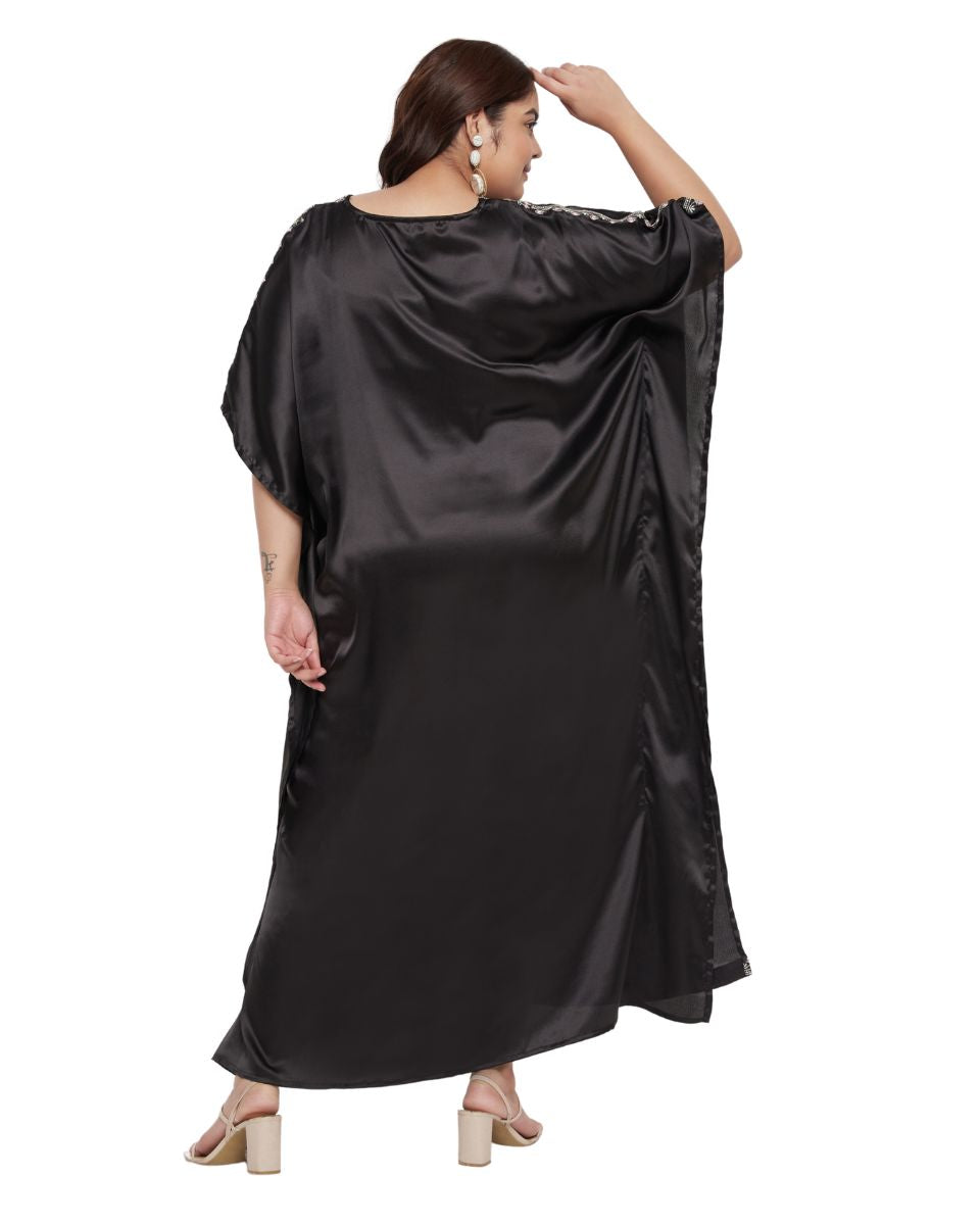 Chic Solid Embroidery Black Dress