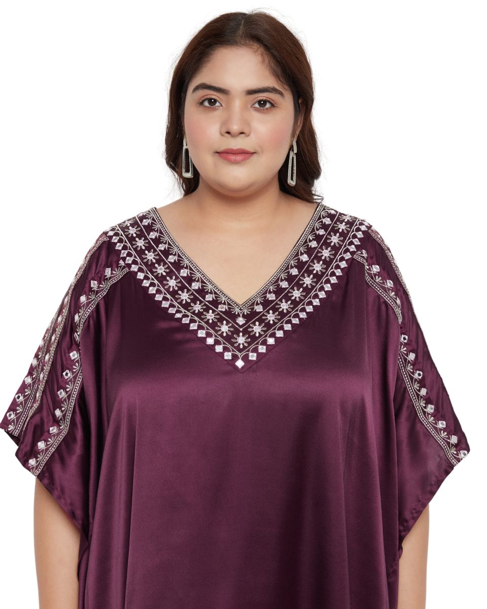 Sophisticated wine satin attire