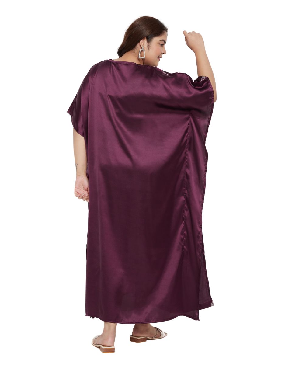 Fashion-forward wine satin outfit