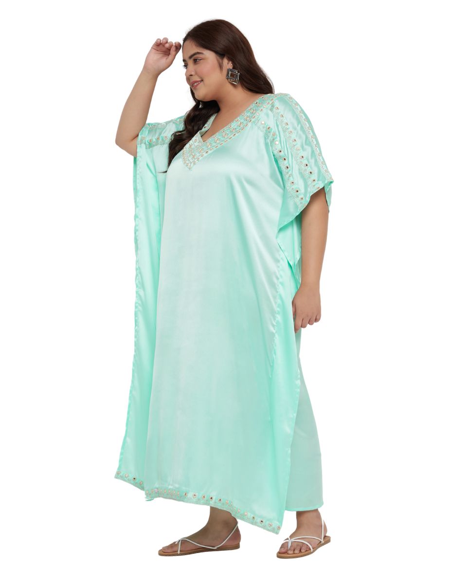 Ice Green Satin Robe For Women
