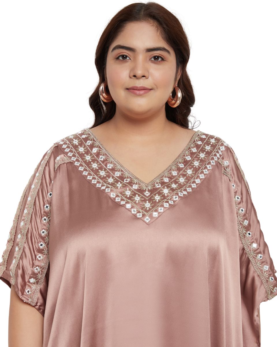 Embroidery lace women's Satin Kaftan dress