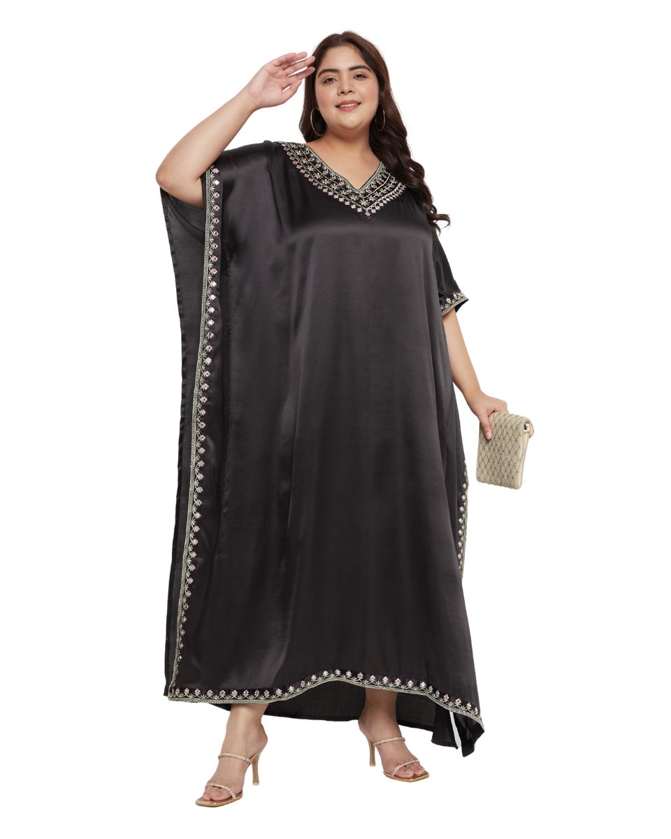 Stylish Lace Black Kaftan Dress