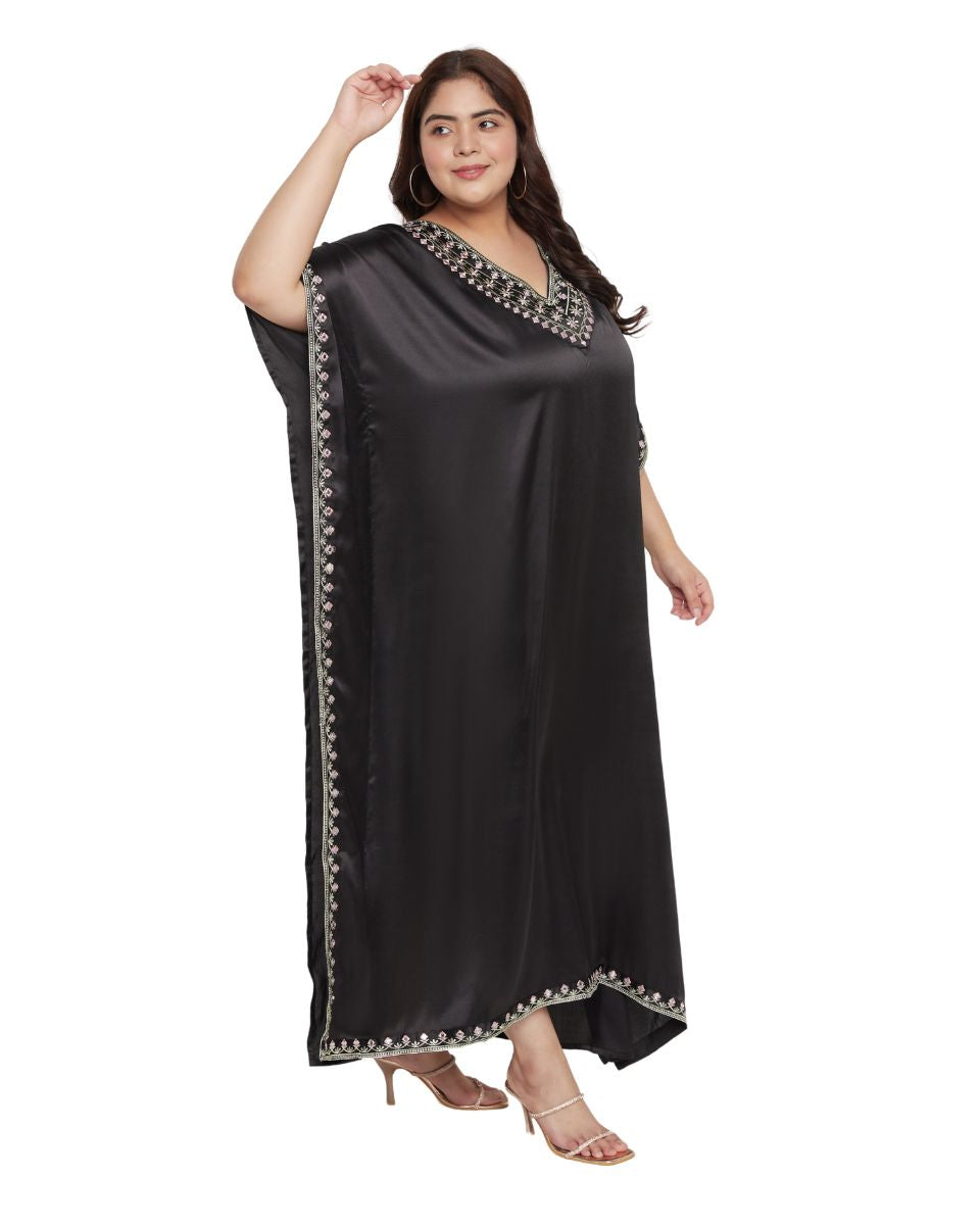 Black Lace Ensemble Long Kaftan Dress