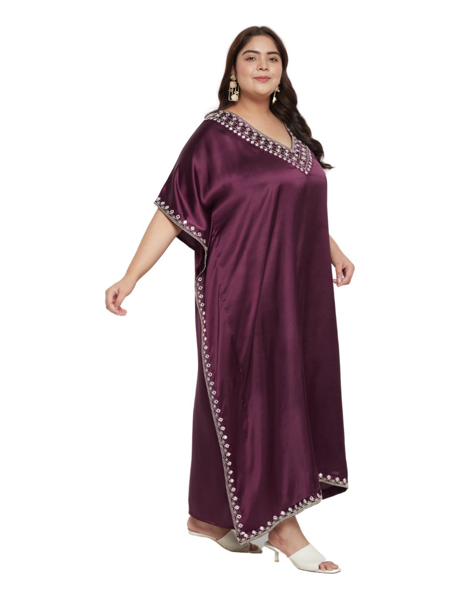 Shop Wine Satin Kaftan dress