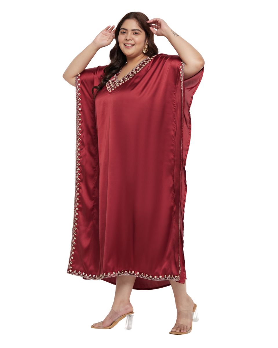 Satin Kaftan with Lace