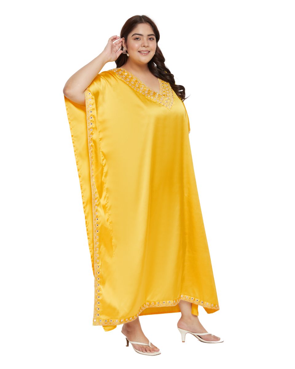 Gypsieblu Yellow Satin Kaftan