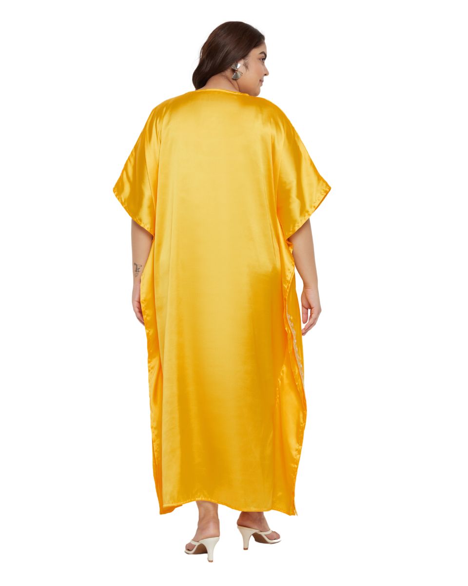 Trendy Yellow Satin Lace Outfit