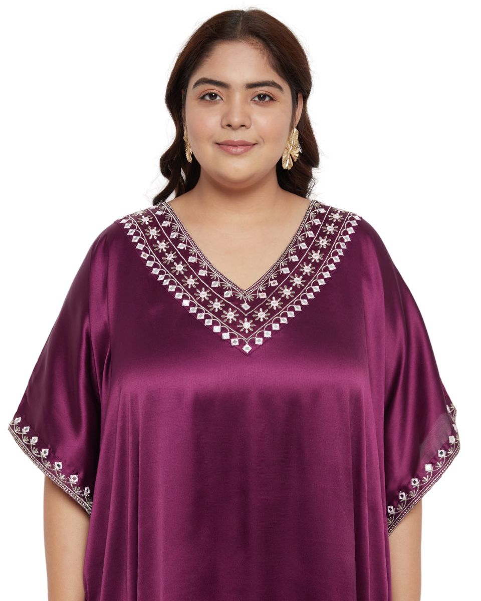 Embroidered Satin Gown For Women